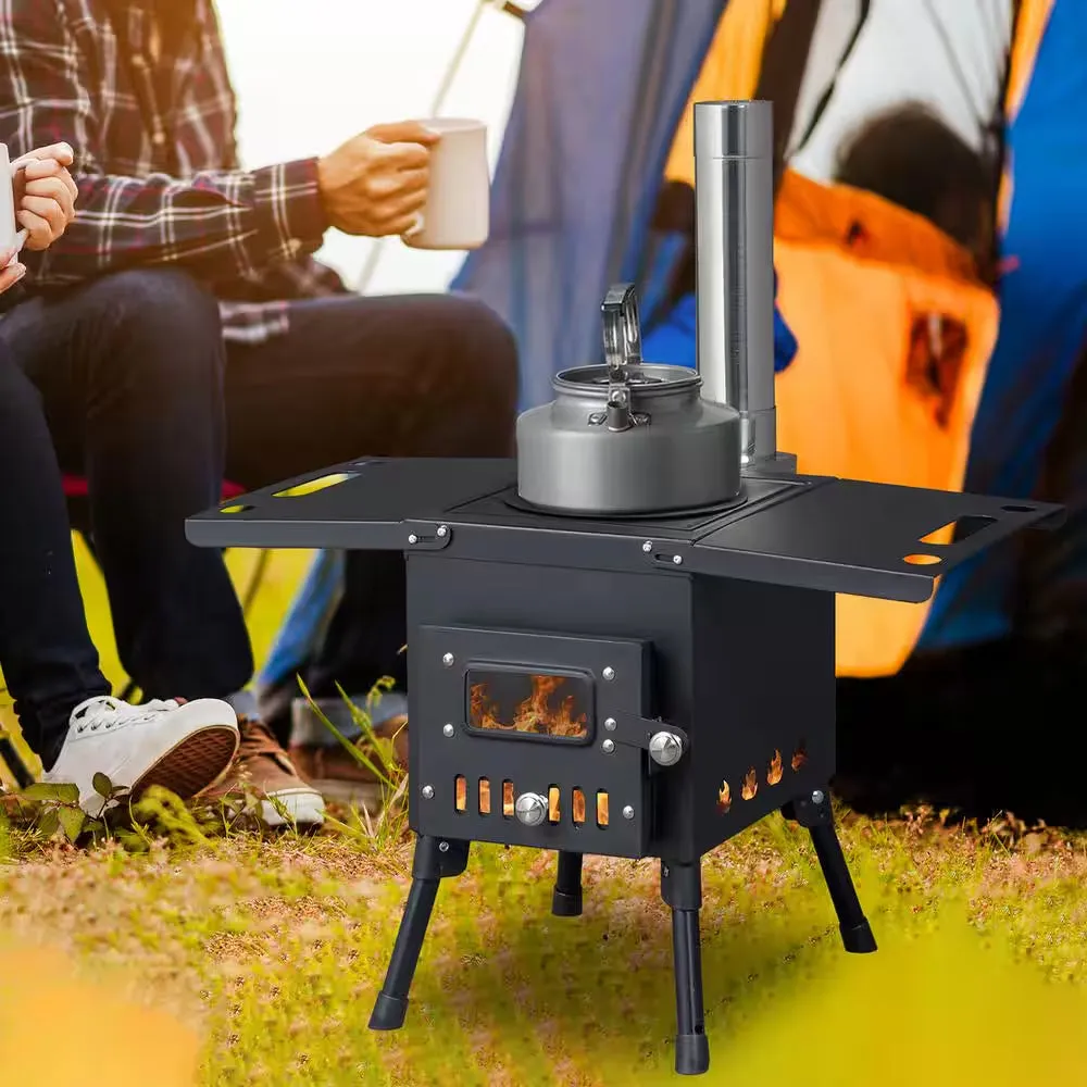 Picnic with Premium-grade Chimney Steel Hiking Wood Stove Camping Burning for Eco-friendly