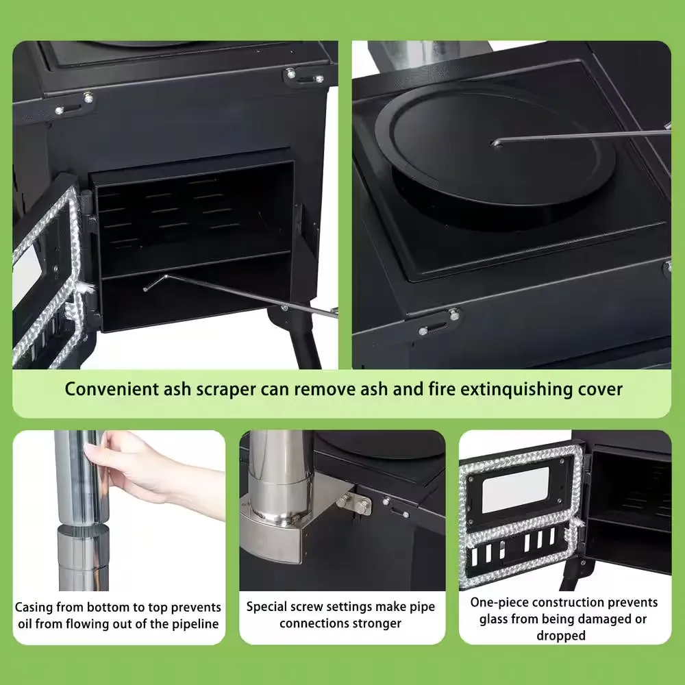 Picnic with Premium-grade Chimney Steel Hiking Wood Stove Camping Burning for Eco-friendly