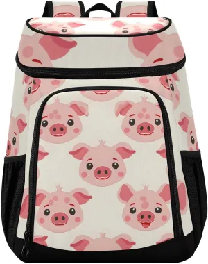 Pig Head Cartoon Farm Cooler Backpack Cooler Insulated Leak Proof Lunch Backpack 36 Cans Waterproof Soft for Men Women Picnic Hiking Camping Beach