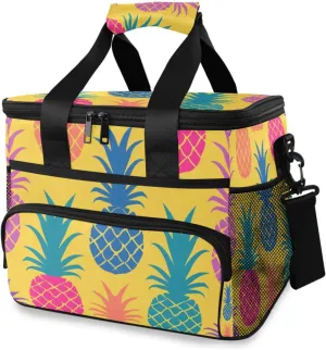 Pineapple Rainbow Tropical Cooler Bag Insulated Cooler Soft Sided Cooler 24 Can Portable Picnic Bag Large Leakproof Lunch Bag Box for Beach Grocery Camping Travel Car Men Women