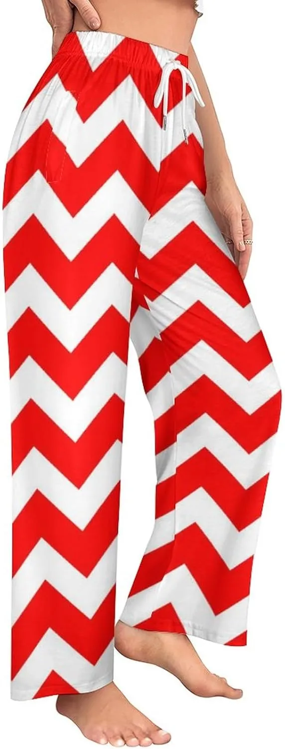 Polka Dots Pink Women Lounge Pants Comfy Pajama Bottom Drawstring Sleepwear Long Pajamas Pants