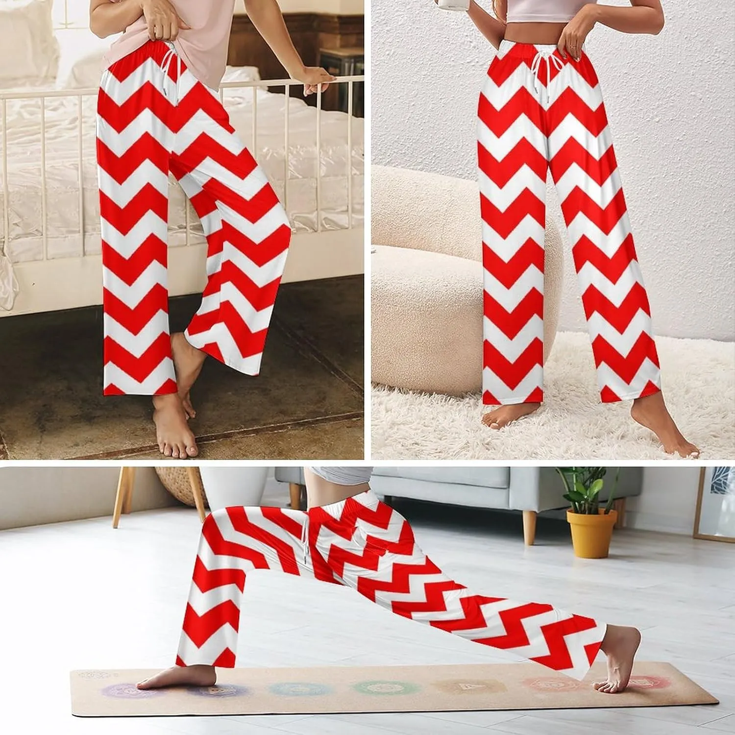 Polka Dots Pink Women Lounge Pants Comfy Pajama Bottom Drawstring Sleepwear Long Pajamas Pants