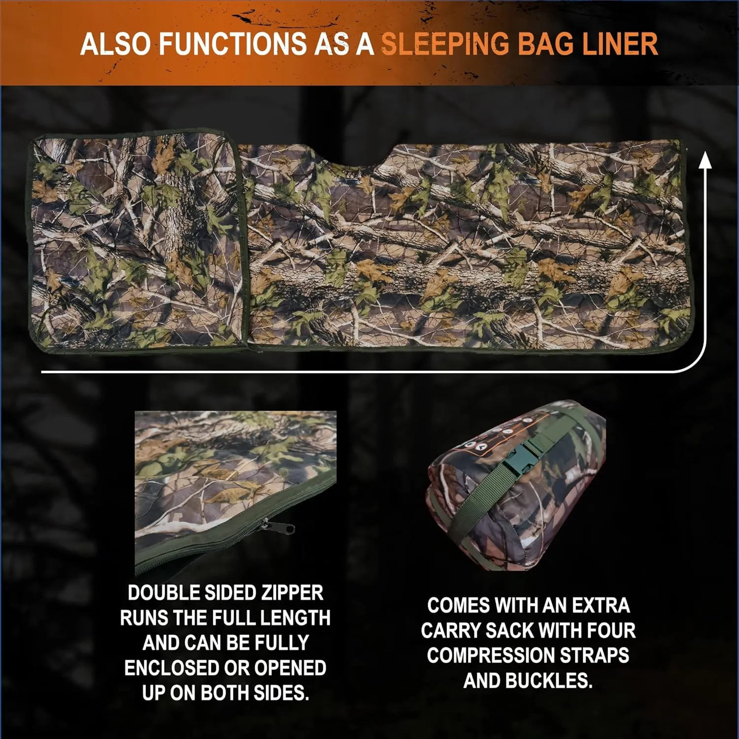 PONCHO LINER Military Woobie Blanket w/Hoodie. Great w/Rain Ponchos and can use as Camping Quilt, Sleeping Bag and Shelter