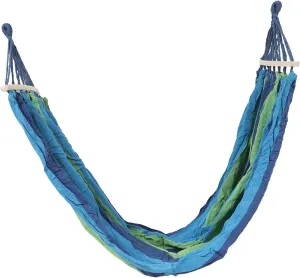 POPETPOP Outdoor Double Hammock with Rollover Wooden Portable Rainbow Canvas Swing Sleeping Bed for Camping