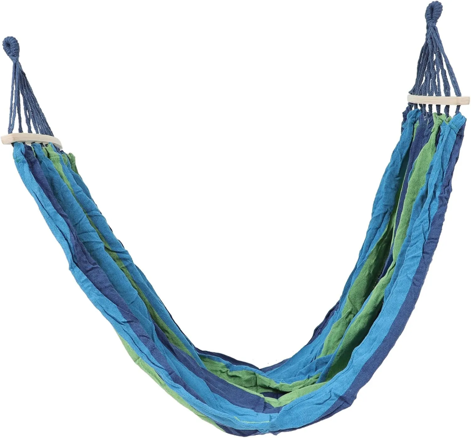 POPETPOP Outdoor Double Hammock with Rollover Wooden Portable Rainbow Canvas Swing Sleeping Bed for Camping