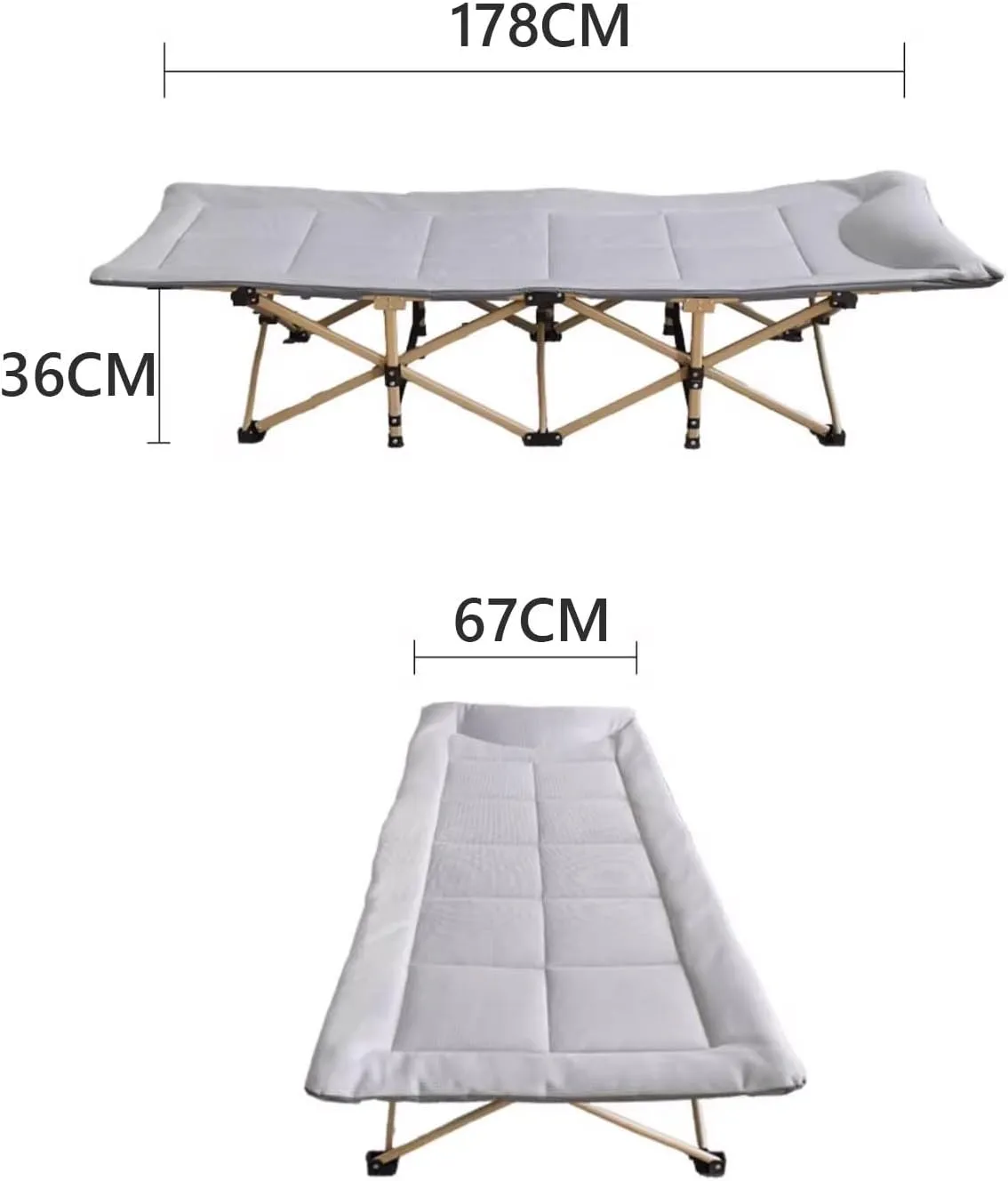 Portable Bed for Adults Travel, Ice Silk Fabric Comfortable Headrest Good Load-bearing, Folding Camping Cot with Mattress, for Home Outdoor Travel(Green,178 * 67CM), KAPBHNMNN-GREEN-178*67CM