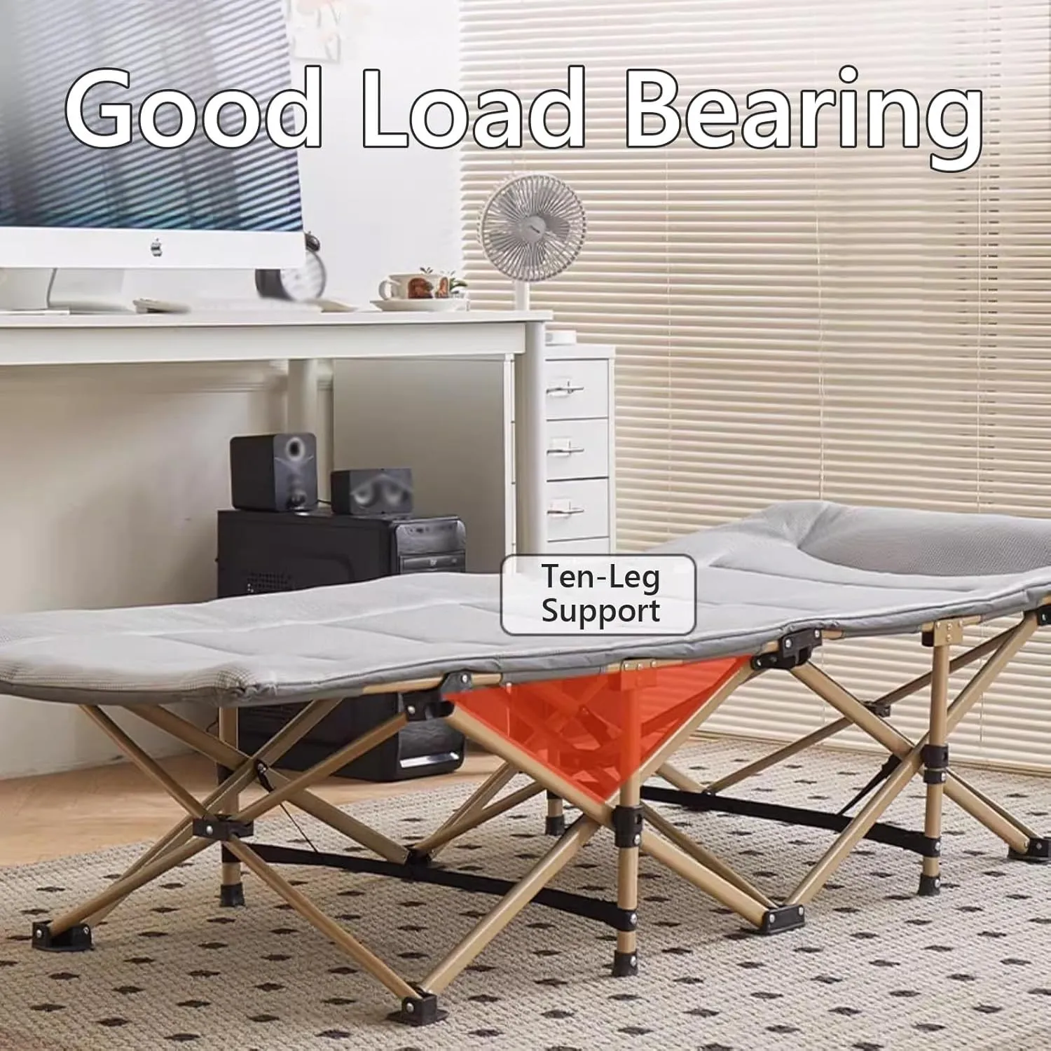 Portable Bed for Adults Travel, Ice Silk Fabric Comfortable Headrest Good Load-bearing, Folding Camping Cot with Mattress, for Home Outdoor Travel(Green,178 * 67CM), KAPBHNMNN-GREEN-178*67CM