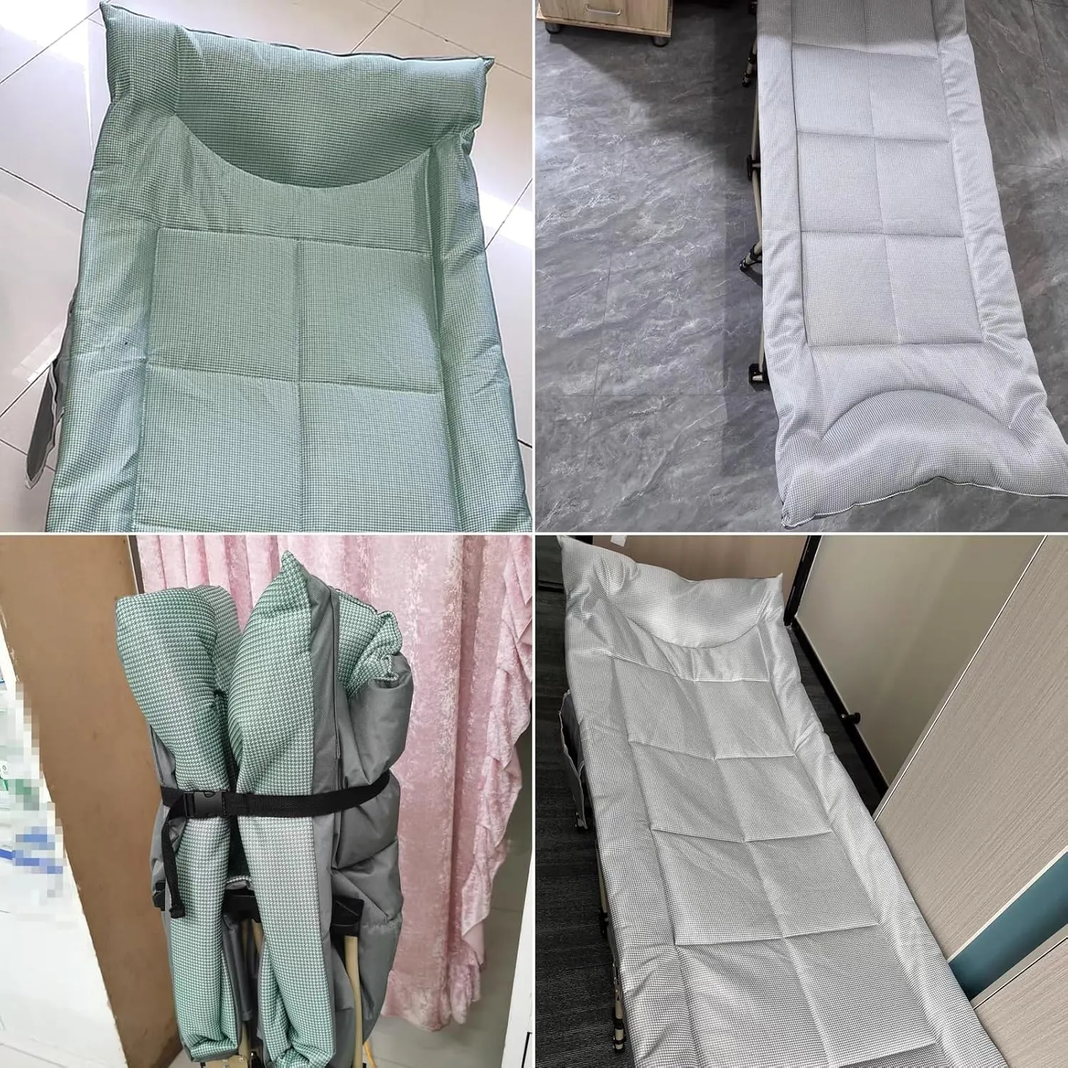 Portable Bed for Adults Travel, Ice Silk Fabric Comfortable Headrest Good Load-bearing, Folding Camping Cot with Mattress, for Home Outdoor Travel(Green,178 * 67CM), KAPBHNMNN-GREEN-178*67CM