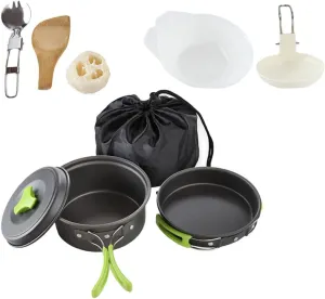 Portable Camping Cookware Set Aluminum Oxide Outdoor Pot Pan Utensils Ideal for Hiking