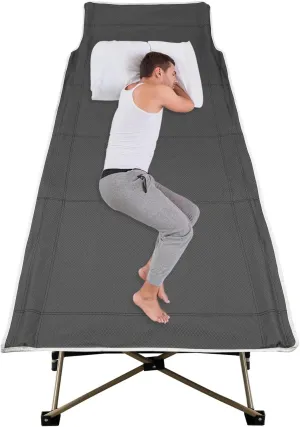 Portable Camping Cot for Adults,CT-F1071 Folding Camping Bed with Storage Bag,Travel Tent Cots for Camping Trips and Car Driving，Size:75 * 28in,UP to 600 Lb (Gray)