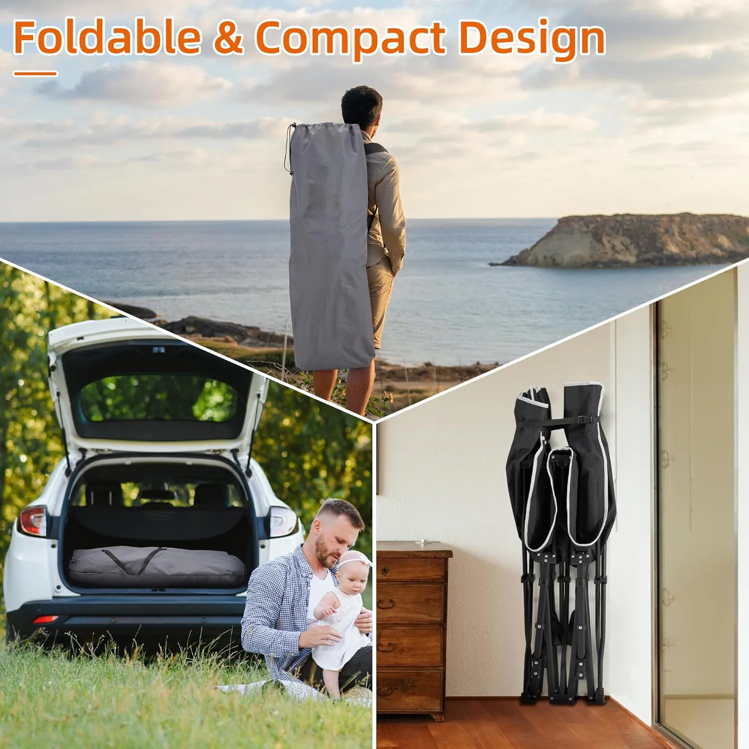 Portable Camping Cot, Sleeping Cot for Adult, 28" Extra Wide Heavy Duty Folding Cot with Thick Mattress, Portable Camping Bed for Outdoor Camping/Office, Home Nap 2Pcs (Black)