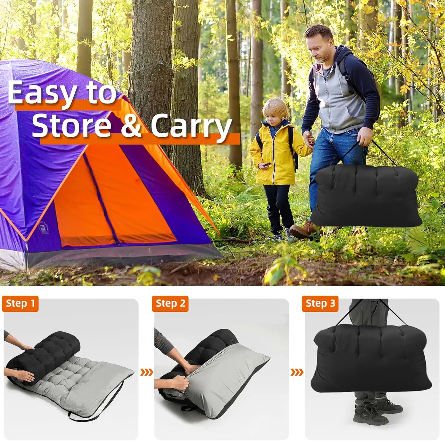 Portable Camping Cot, Sleeping Cots for Adults, 28" Extra Wide Heavy Duty Folding Cot Max Load 600LBS with Thick Mattress, Portable Camping Bed for Outdoor Camp/Office, Home Nap (Black)