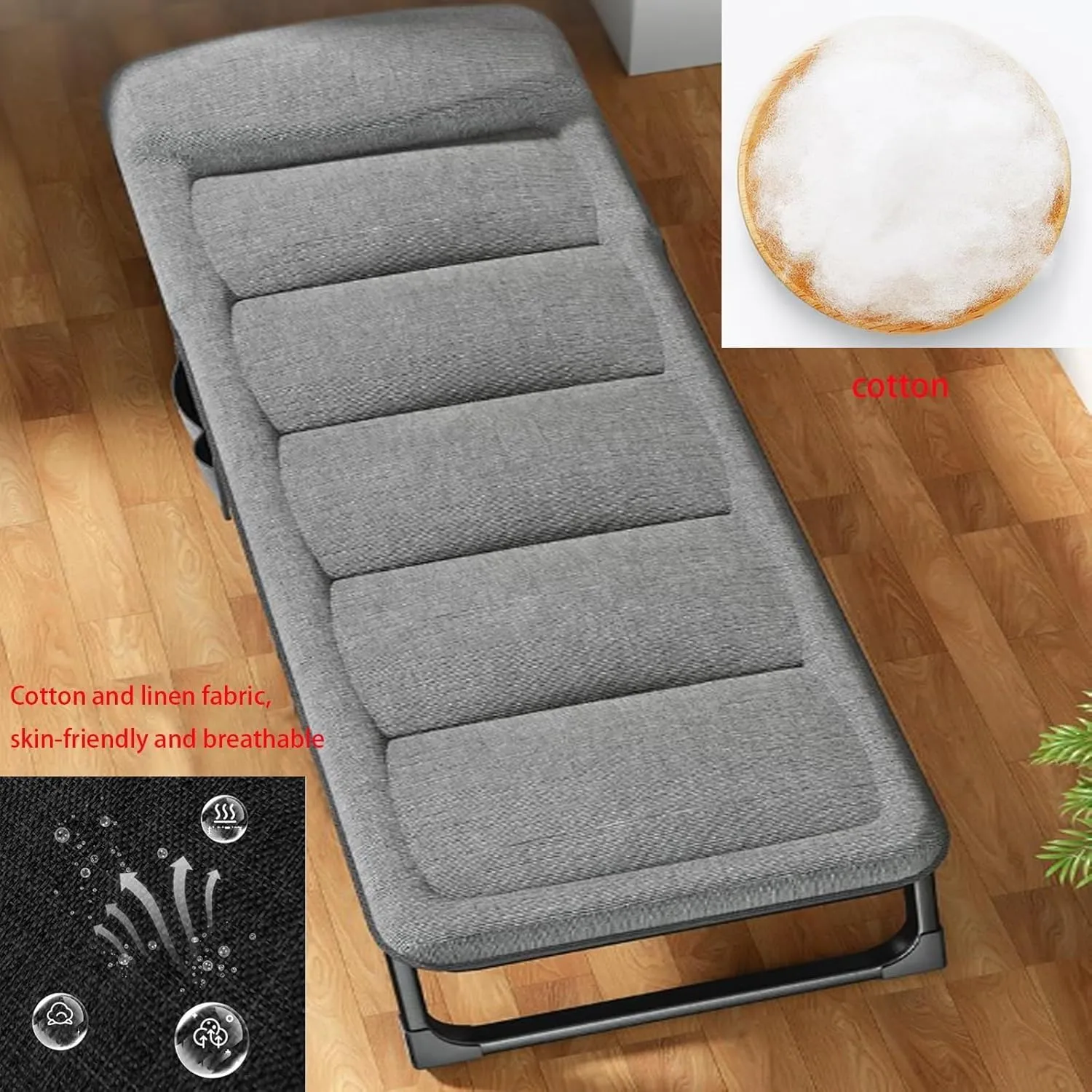 Portable Camping Cot w/Mattress 4-Position Adjustable Adult Folding Camp Bed Outdoor Comfortable Single Sleeping Bed Cot for Home Nap Beach Travel