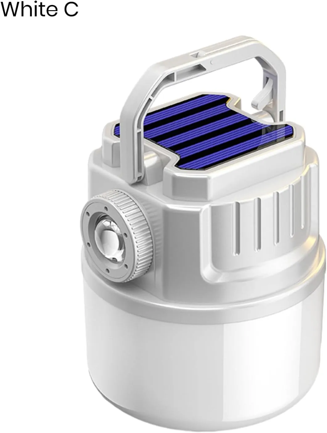 Portable Camping Lantern Lightweight Outdoor Lamp with Battery Indicator Compact 4 Adjustable Brightness Levels Rechargeable Waterproof Solar Powered White A