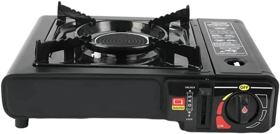 Portable Camping Stove Windproof Dual Fuel Propane Butane Stove with Carrying Case Black Portable Gas Stove