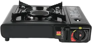 Portable Camping Stove Windproof Dual Fuel Propane Butane Stove with Carrying Case Black Portable Gas Stove