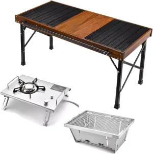 Portable Camping Table Foldable, Grill Tables for Outside Camping, Hangable Items Aviation Aluminum, Camping Kitchen, for Outdoor Picnic, BBQ, Backyards