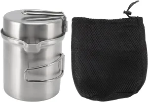 Portable Cookware Set, Outdoor Wood Stove Cooking Pot Set Stainless Steel Portable Windproof Pot Set Hiking Camping Cookware