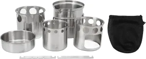 Portable Cookware Set with Stove Stainless Steel Cooking Set, Stainless Steel Cookware Set Portable Camping Stove Cooking Pot Set for Outdoor Hiking Backpacking