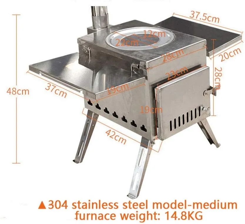 Portable Foldable Camping Stove Windproof Wood Burning Stove, Compact Tent Heating Stove with Pipes Outdoor Backpacking Stove Efficient Burning Heater Solidified Alcohol Stove