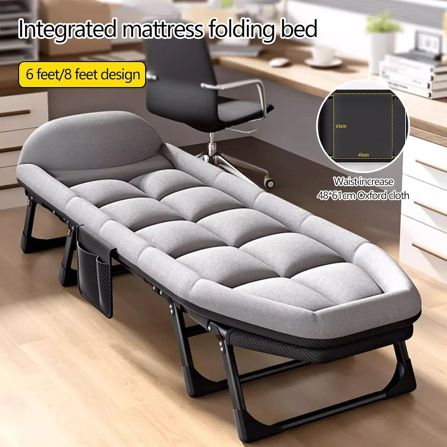 Portable Folding Bed for Adults Camping Cot for Adults 6 Position Adjustable Backrest, Supports 250kg Perfect for Camping Pool Beach Patio(6 Legs/8 Legs)(180 * 60 * 40cm)