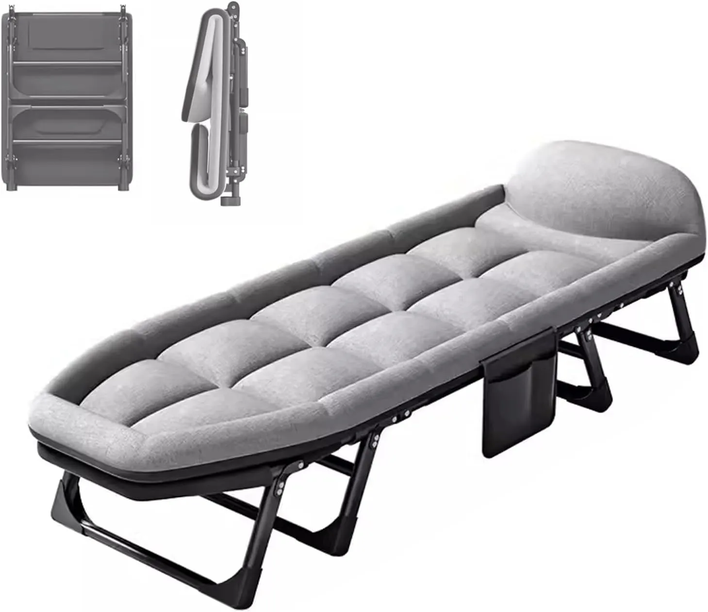 Portable Folding Bed for Adults Camping Cot for Adults 6 Position Adjustable Backrest, Supports 250kg Perfect for Camping Pool Beach Patio(6 Legs/8 Legs)(180 * 60 * 40cm)