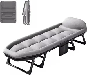 Portable Folding Bed for Adults Camping Cot for Adults 6 Position Adjustable Backrest, Supports 250kg Perfect for Camping Pool Beach Patio(6 Legs/8 Legs)(180 * 60 * 40cm)