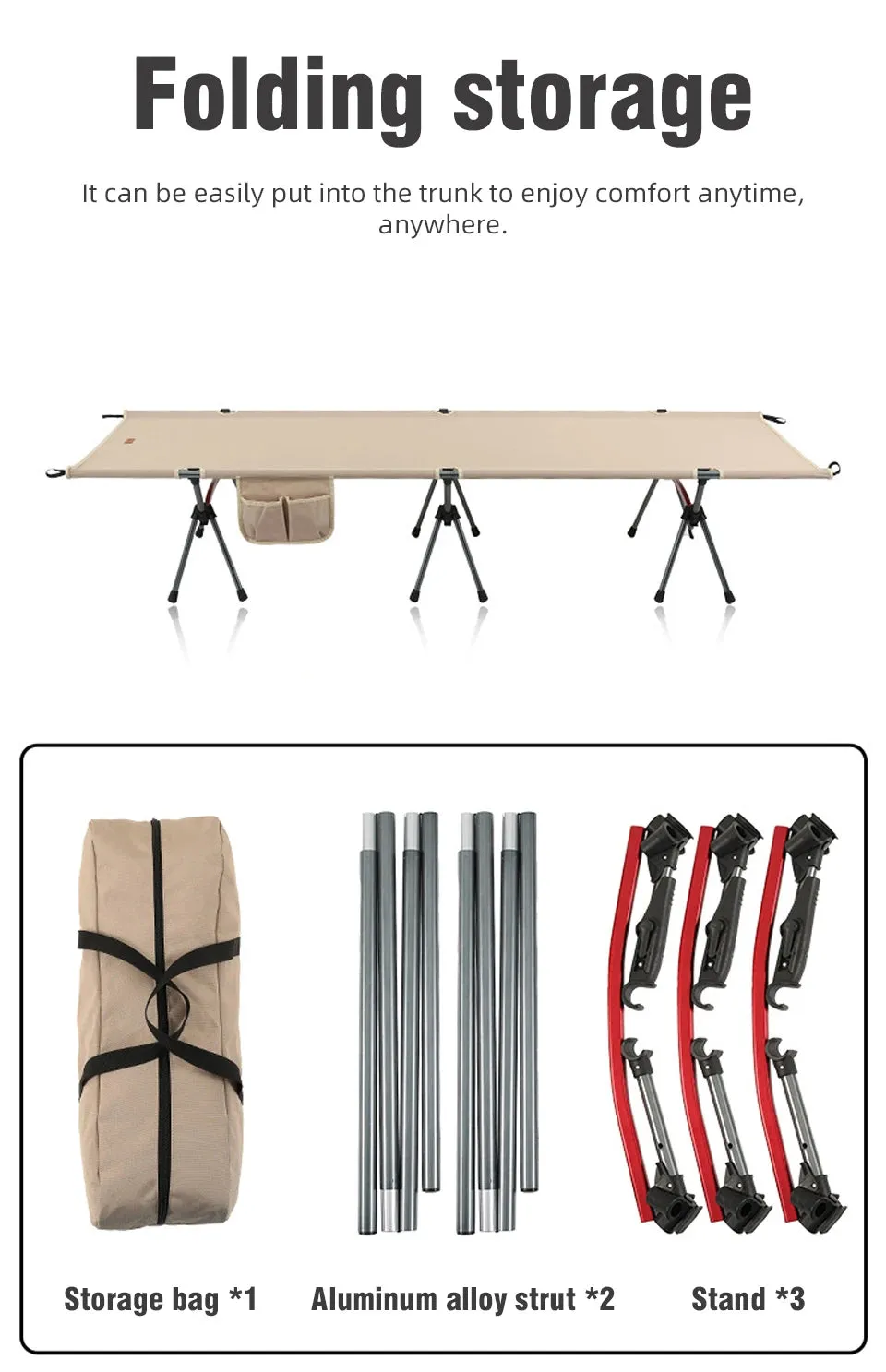 Portable Folding Camping Cot – Comfortable Outdoor Sleeping Bed for Adults & Kids | Perfect for Camping, Travel, and RV Use