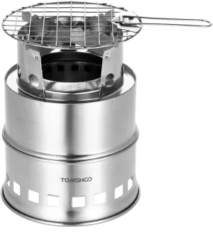 Portable Folding Windproof Wood Burning Stove Backpacking Camping with Ash Plate Foldable Handle/Style B