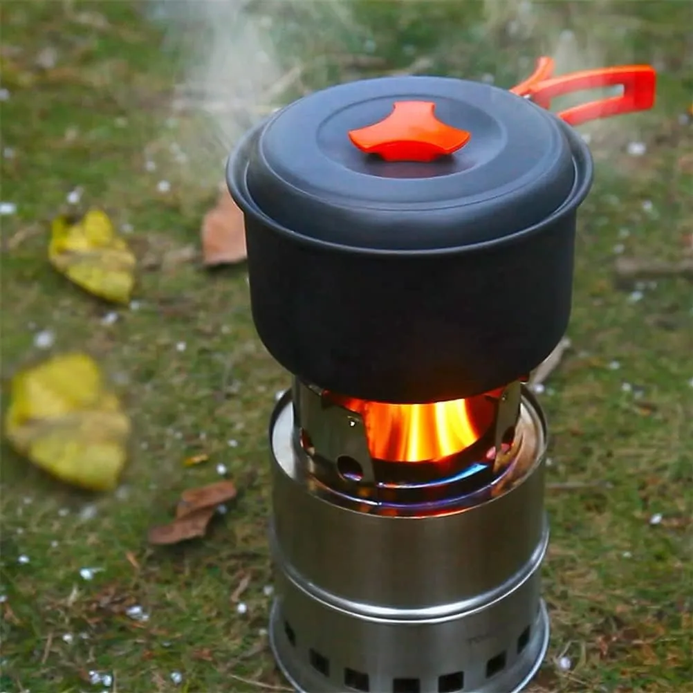 Portable Folding Windproof Wood Burning Stove Compact Stainless Steel Stove Outdoor Camping Hiking Backpacking (Color : 2 Super one) (2 Super One)