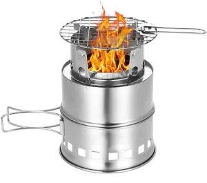 Portable Folding Windproof Wood Burning Stove Compact Stainless Steel Stove Outdoor Camping Hiking Backpacking (Color : 2 Super one) (2 Super One)