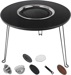 Portable Grill Table Folding Camping Table Lightweight Outdoor Outdoor Cook System with Carry Bag for Car Camping Picnic RV Trip Patio Backyard(Black)