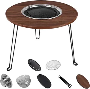 Portable Grill Table Folding Camping Table Lightweight Outdoor Outdoor Cook System with Carry Bag for Car Camping Picnic RV Trip Patio Backyard(Brown)