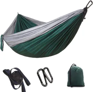 Portable Hammock Camping Double & Single with 2 Tree Straps, Lightweight Nylon Travel Hammocks for 450Lbs Capacity, for Outdoor Backpacking Backyard Hiking