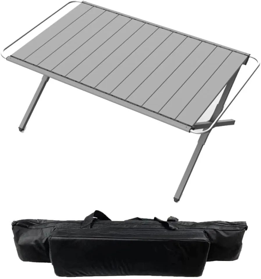 Portable Outdoor Camping Aluminum Alloy Table Lightweight Picnic Dinner Desk Tactical Table Folding Includes Wooden Chairs,03,1