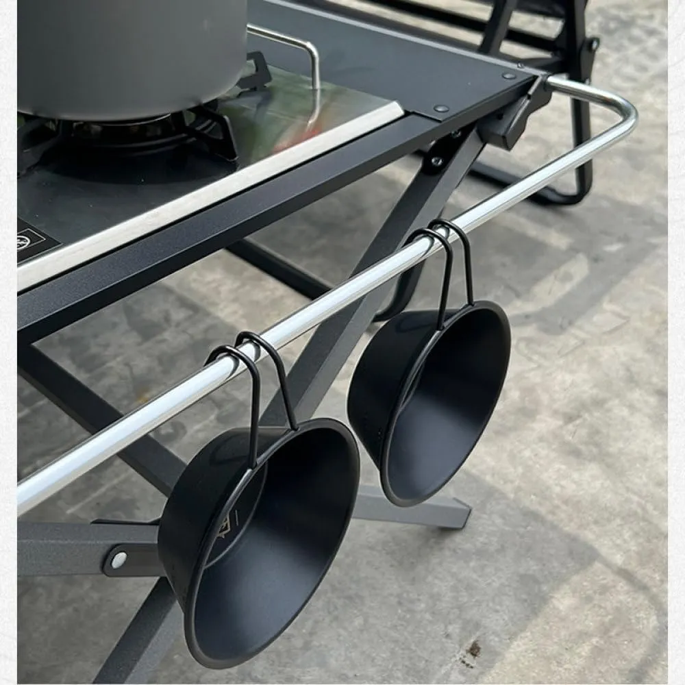Portable Outdoor Camping Aluminum Alloy Table Lightweight Picnic Dinner Desk Tactical Table Folding Includes Wooden Chairs,03,1
