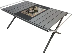 Portable Outdoor Camping Aluminum Alloy Table Lightweight Picnic Dinner Desk Tactical Table Folding Includes Wooden Chairs,03,1