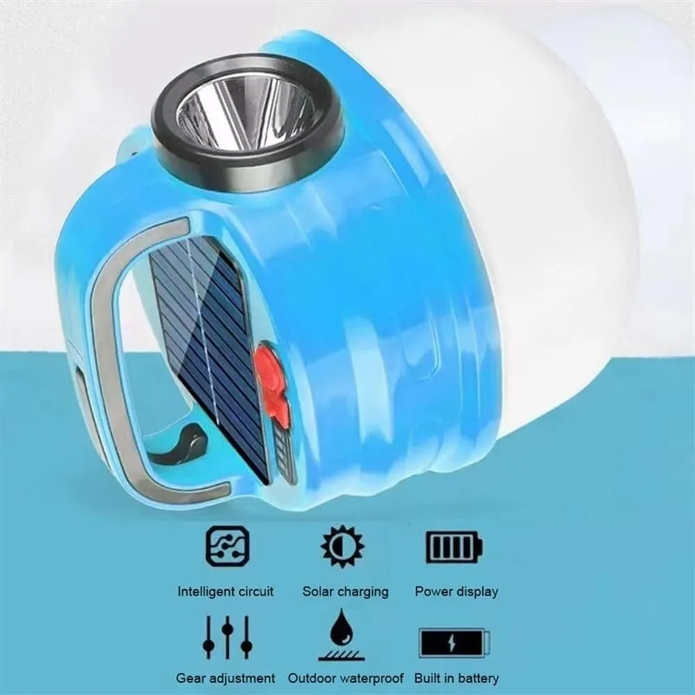 Portable Outdoor Camping Light, Solar Powered and USB Rechargeable Camping Tent Light,Camping Lights, Emergency Lights,Hanging Tent Light