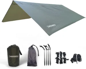 Portable Rain Fly - 10ft x 10ft Hammock Rain Tarp for Hammock Camping - Hammock Tent - Includes Stakes and Carry Bag (Green)