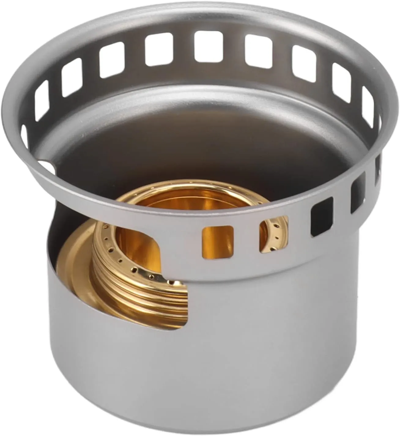 Portable Split Design Aluminium Alloy Copper Alcohol Stove, Windproof Camping Picnic Backpacking Stove for Outdoor Cooking, with Dual Fuel Functionality, Suitable for Pots,