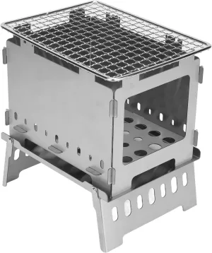 Portable Stainless Steel Wood Burning Stove Windproof Outdoor Camping Stove for Backpacking Hiking Hunting - Lightweight Foldable Design for 1-2 People