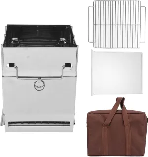 Portable Stainless Steel Wood Burning Stove,and Comes with a Storage Bag,for Winter Camping, Hunting, and Cooking