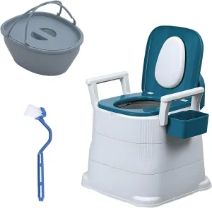 Portable Toilet, Upgraded 18.9-inch Toilet Seat, Toilet Chair Seat with Detachable Armrest, Camping Toilet with A Load Capacity of 450 Lbs, Portable Potty for Indoor, Outdoor, and Emergency
