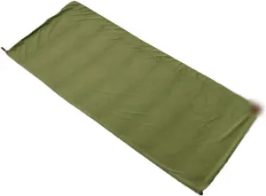 Portable Ultra-Light Polar Fleece Sleeping Bag for Outdoor Camping Travel, Lightweight Warm, with Hood and Adjustable Drawcord (Green)