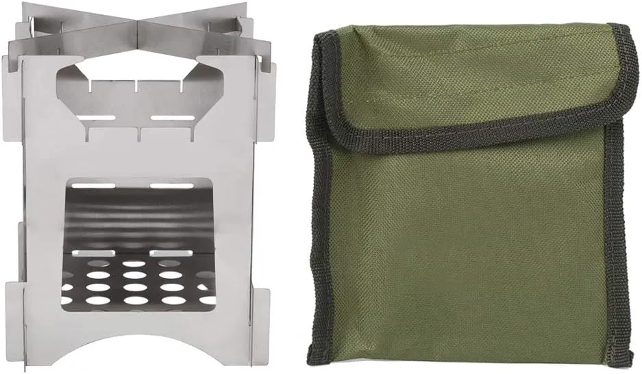 Portable Wood Stove Wood Burning Camp Stove Folding Wood Stove Stainless Steel, Portable Backpacking Stove for Hiking Camping Picnic BBQ