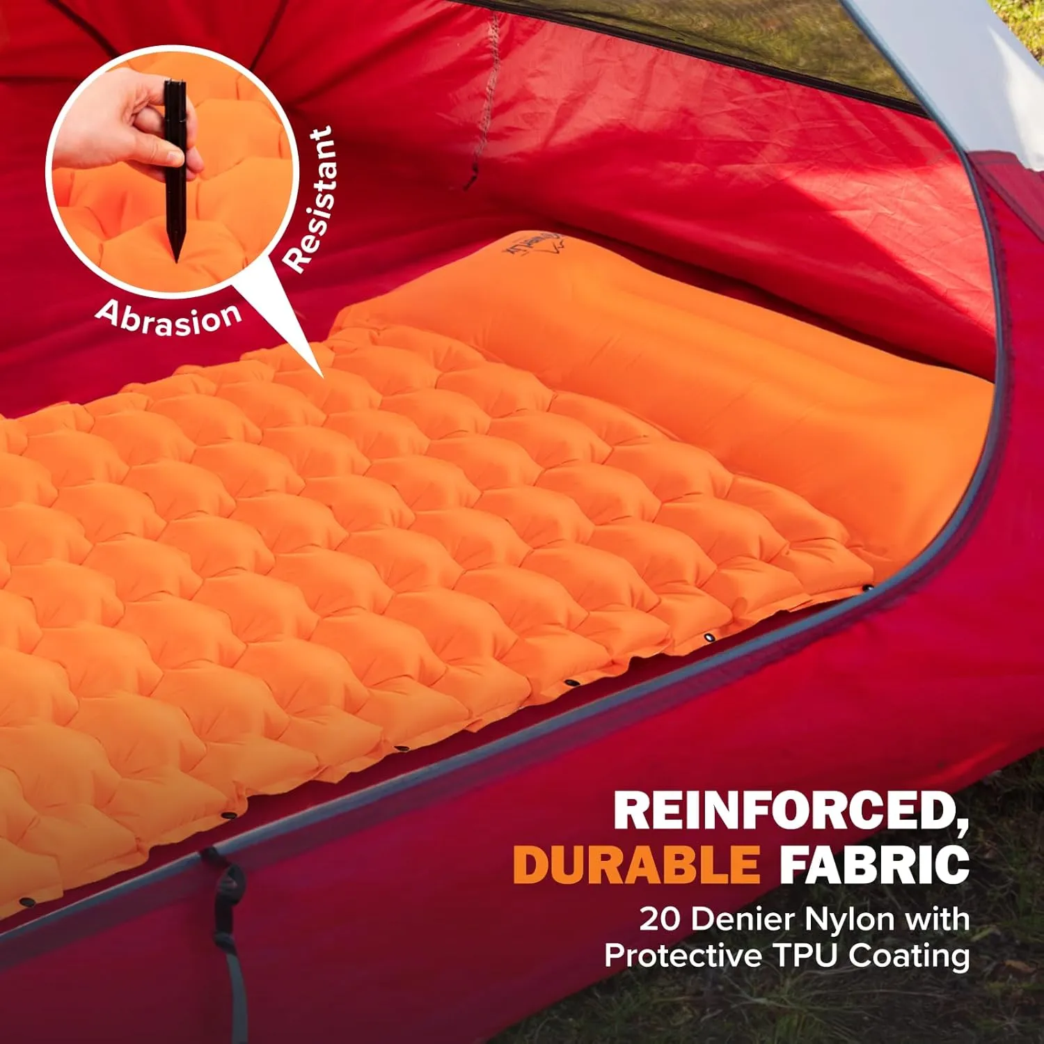 POWERLIX New Upgraded Sleeping Pad for Camping with Built in Pillow and Foot Pump, Carry Bag - Compact Lightweight Camping Mat, Outdoor Backpacking Hiking Travelling Camping Air Mattress Airpad