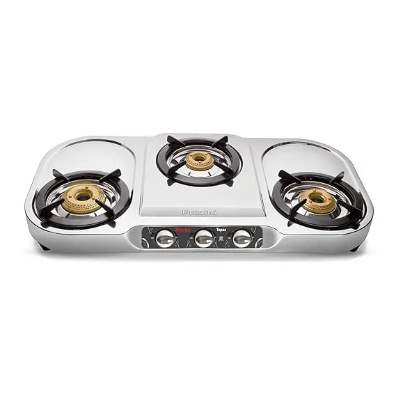 Preethi SSGS005 Topaz 3 Burner Stainless Steel Gas Stove
