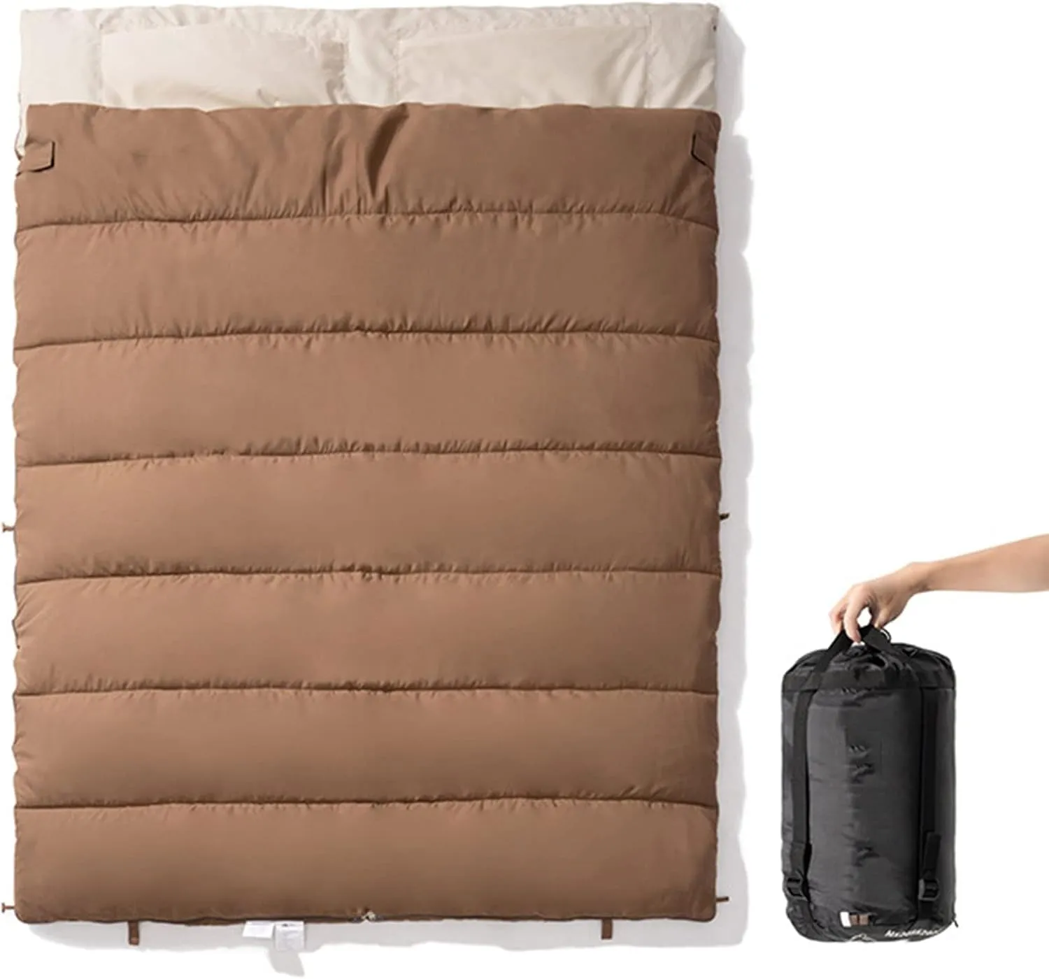 PROPFE Double Camping Sleeping Bags – 3-4 Season Lightweight Waterproof Warm & Cool Weather Adult & Kids Sleeping Bag Converts Into 2 Single - Hiking, Backpacking & Outdoors
