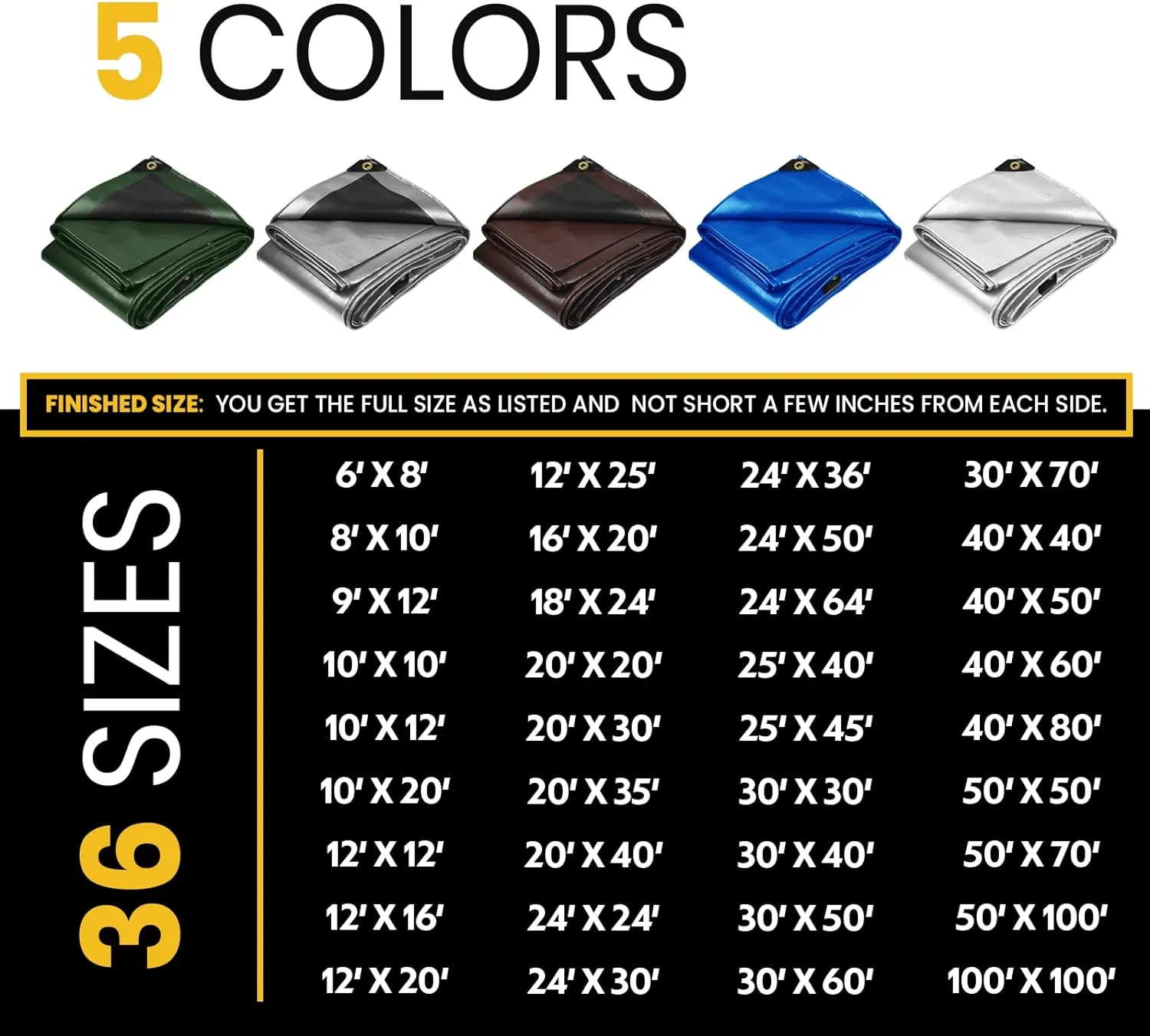 PROTARP Extra Heavy Duty 16 Mil Tarp Cover, Waterproof, UV Resistant, Rip and Tear Proof, Poly Tarpaulin with Reinforced Edges for Roof, Camping, Patio, Pool, Boat. (White 10′ X 12′)