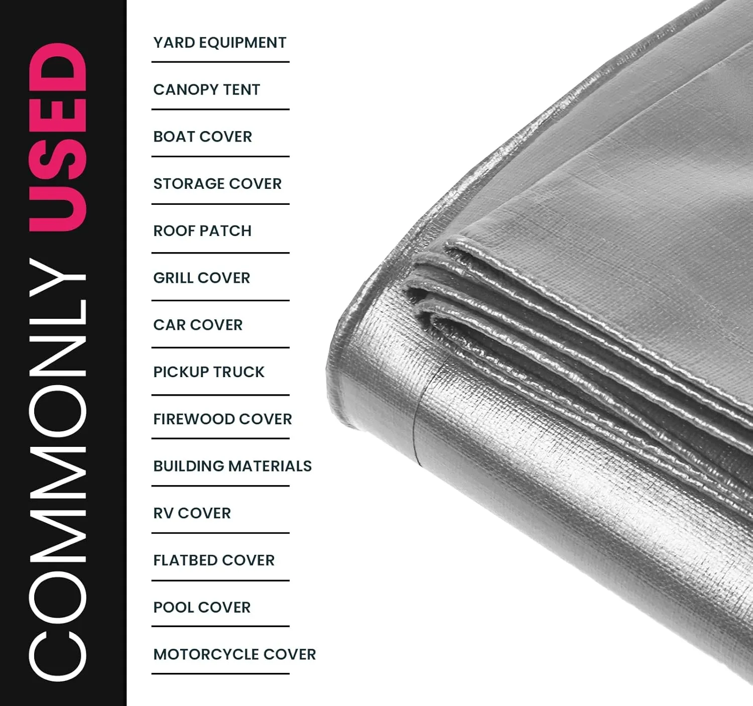 PROTARP Extreme Heavy Duty 22 Mil Tarp Cover, Waterproof, UV Resistant, Rip and Tear Proof, Poly Tarpaulin with Reinforced Edges for Roof, Camping, Patio, Pool, Boat. (Silver/Black 9′ X 12′)